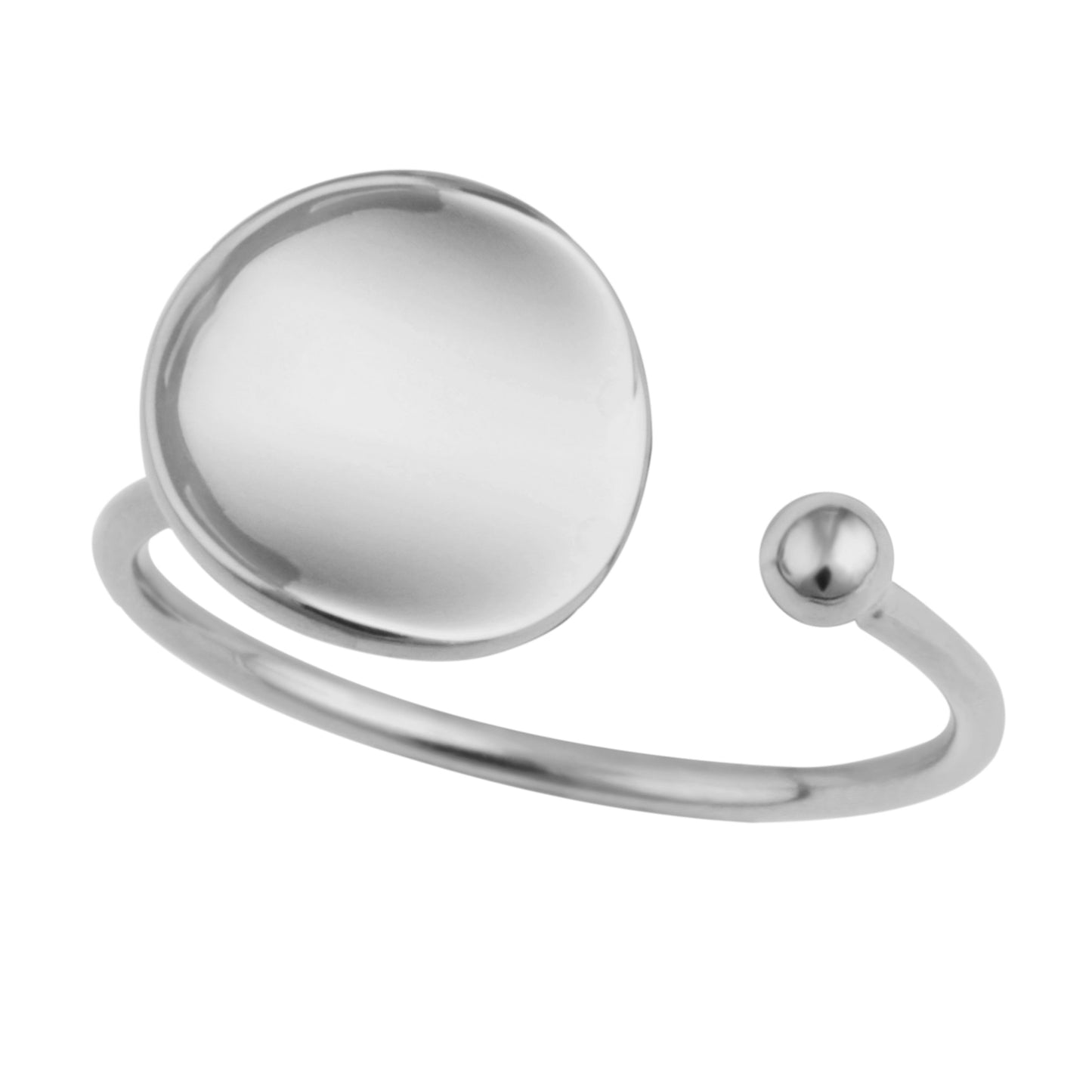 Bague réglable en argent sterling avec disque rond uni