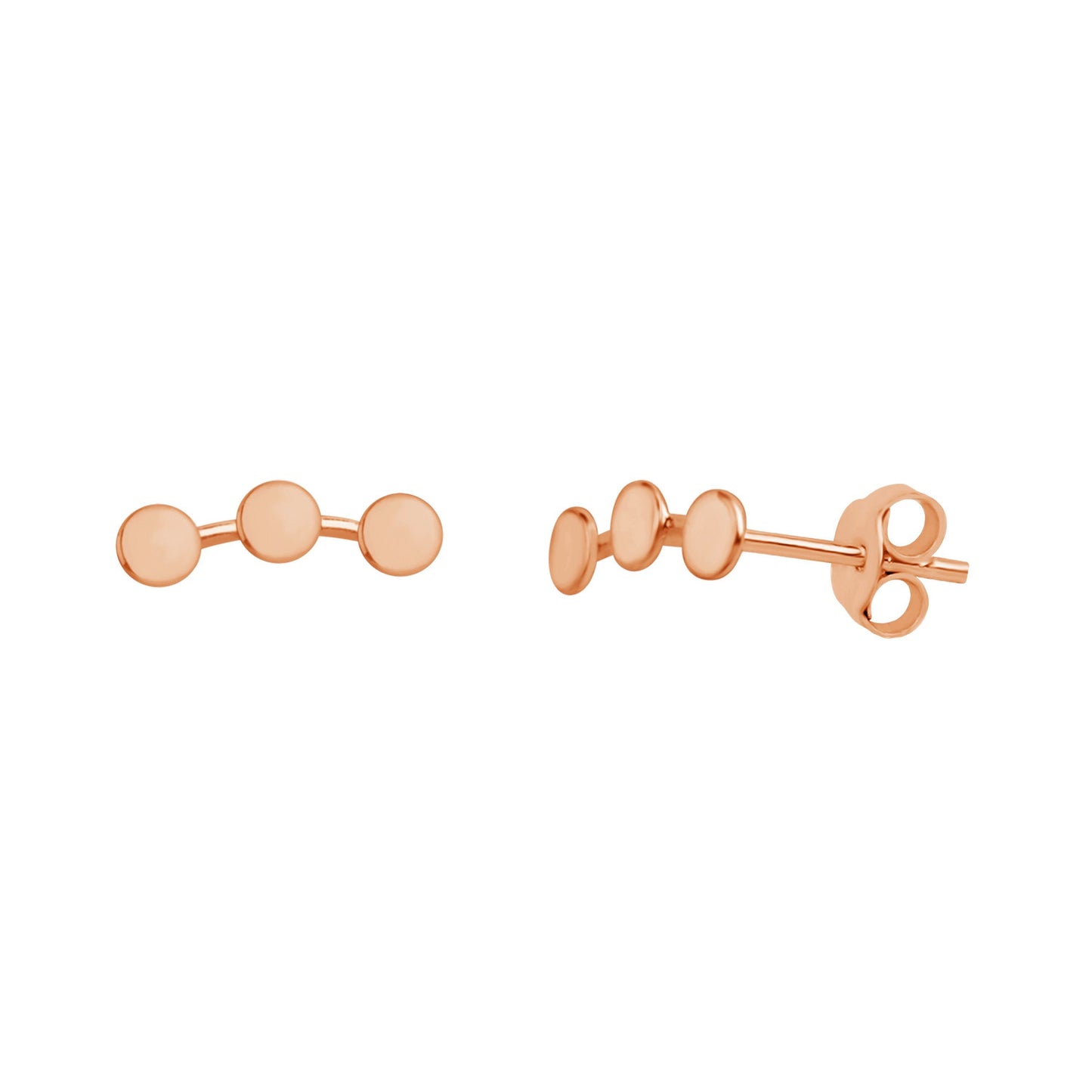 Boucles d'oreilles à trois disques en argent sterling plaqué or rose