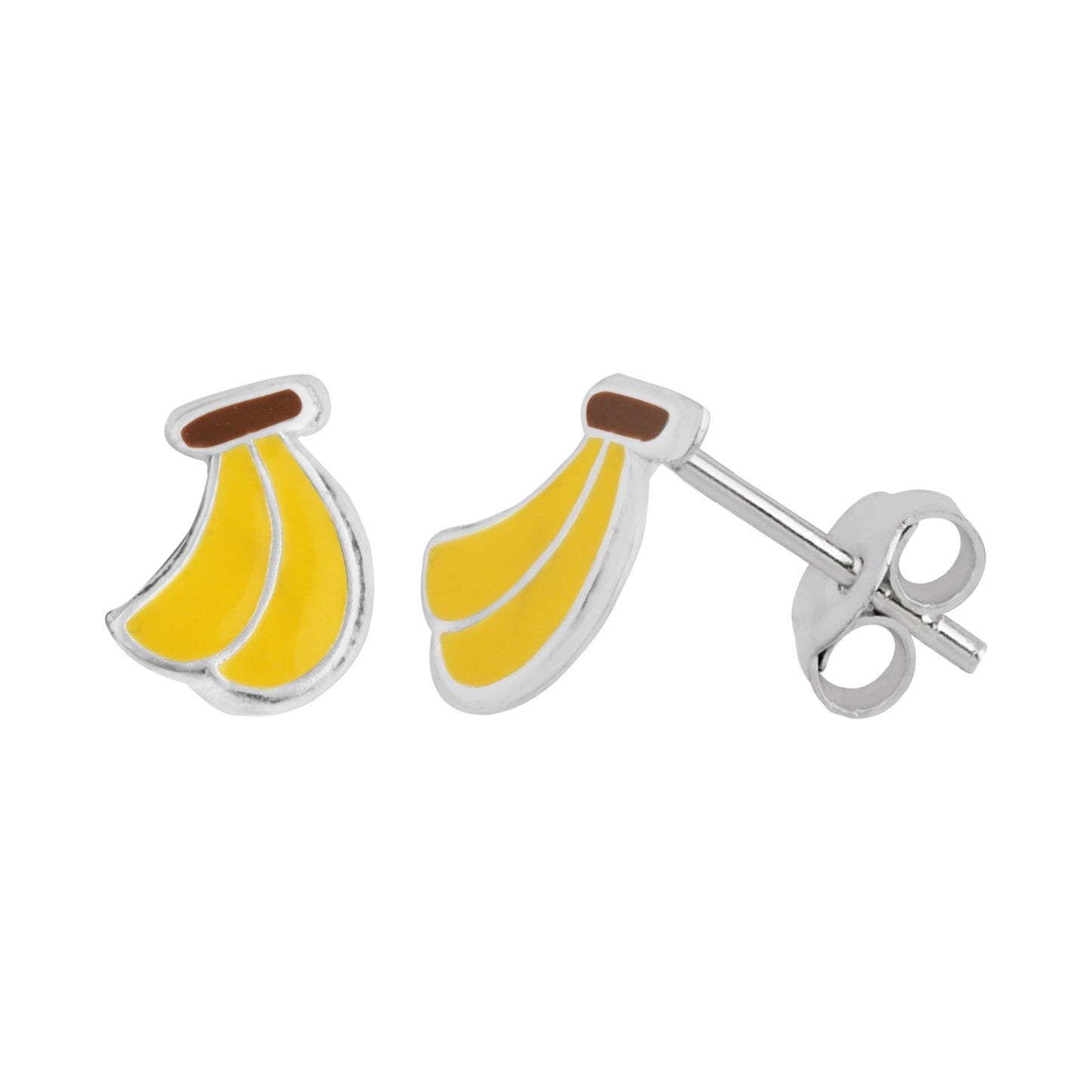 Boucles d'oreilles à tige en argent sterling et émail en forme de banane