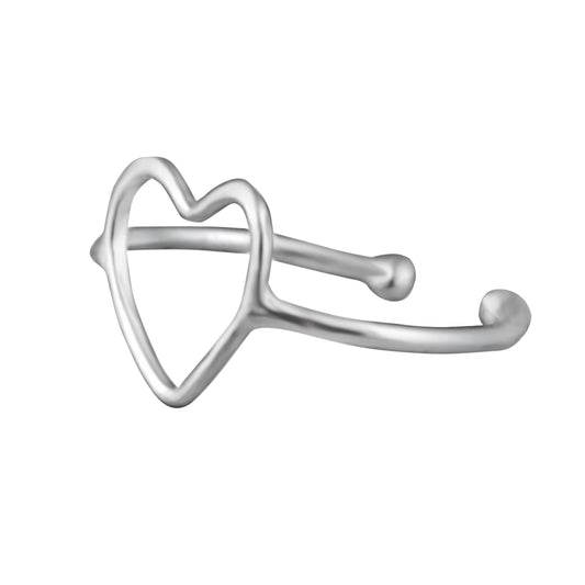 Boucle d'oreille simple en argent sterling avec cœur ouvert