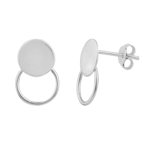 Boucles d'oreilles à tige en argent sterling avec double cercle Karma