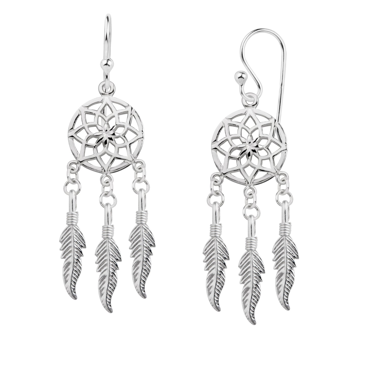 Boucles d'oreilles pendantes en argent sterling avec attrape-rêves