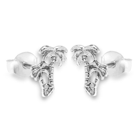 Petites boucles d'oreilles à tige en argent sterling en forme de palmier