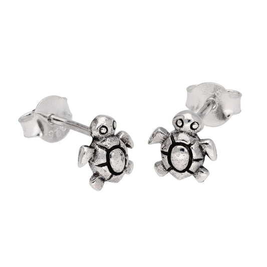 Petites boucles d'oreilles à tige en argent sterling en forme de tortue