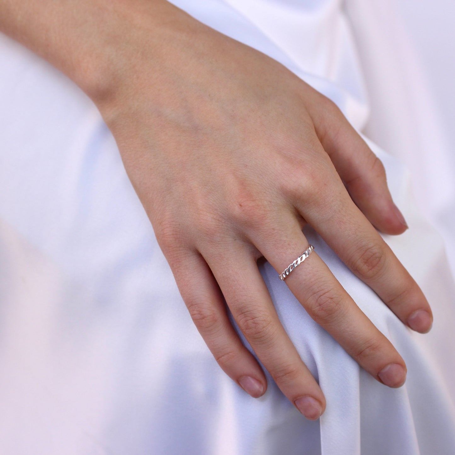 Bague ouverte réglable torsadée en argent sterling