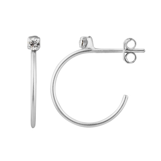 Boucles d'oreilles créoles ouvertes en argent sterling avec zircones cubiques