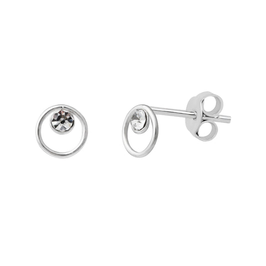 Boucles d'oreilles à tige en argent sterling avec cercle Karma et zircones cubiques de 2 mm