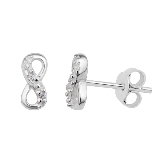 Boucles d'oreilles à tige en argent sterling avec zircone cubique Infinity