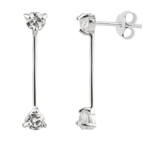 Boucles d'oreilles à tige en argent sterling avec double zircone cubique