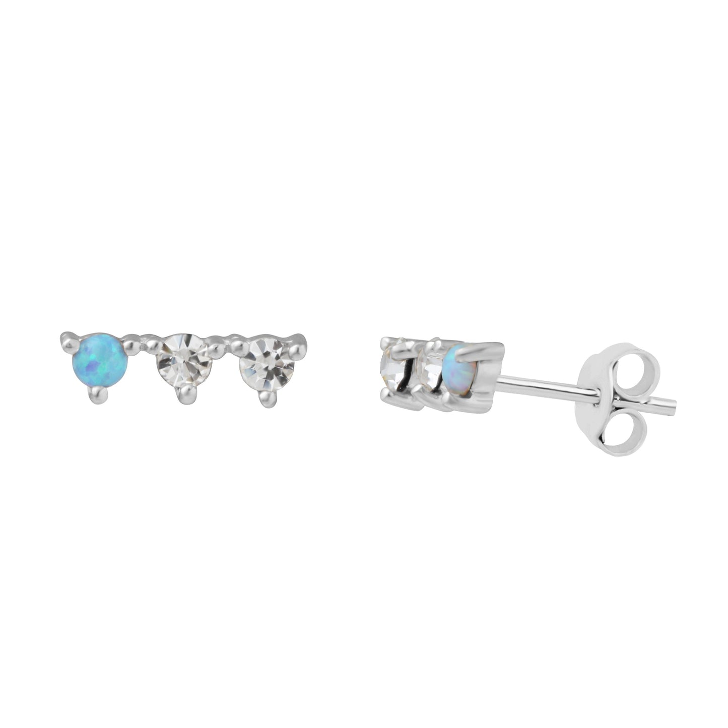 Boucles d'oreilles à tige en argent sterling avec triple zircone cubique et constellation