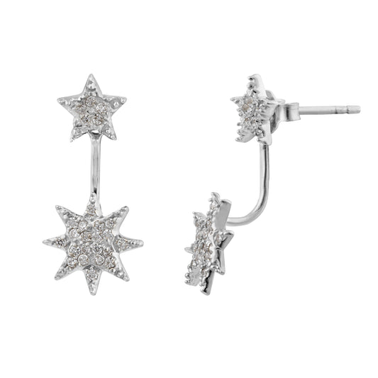 Boucles d'oreilles à tige en argent sterling avec zircone cubique et étoile