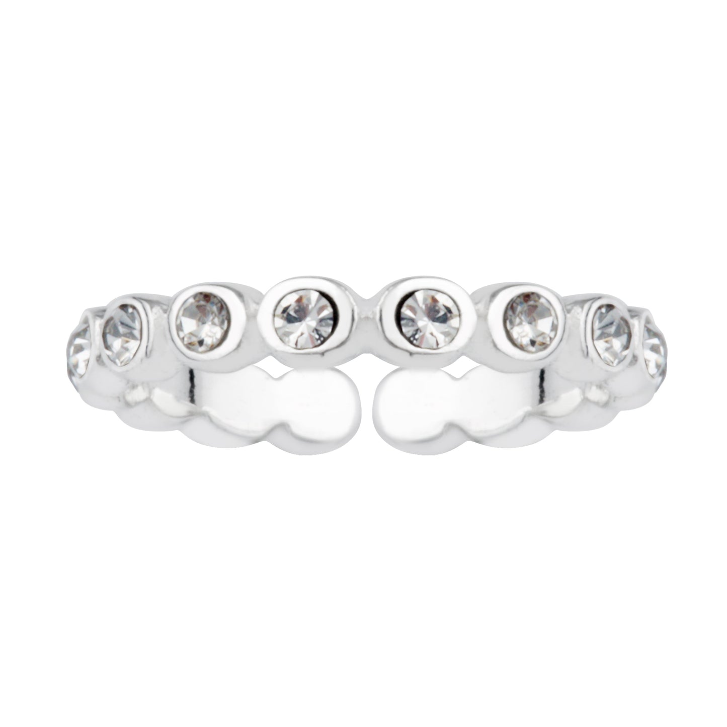 Bague d'éternité ouverte et réglable en argent sterling avec zircone cubique rond
