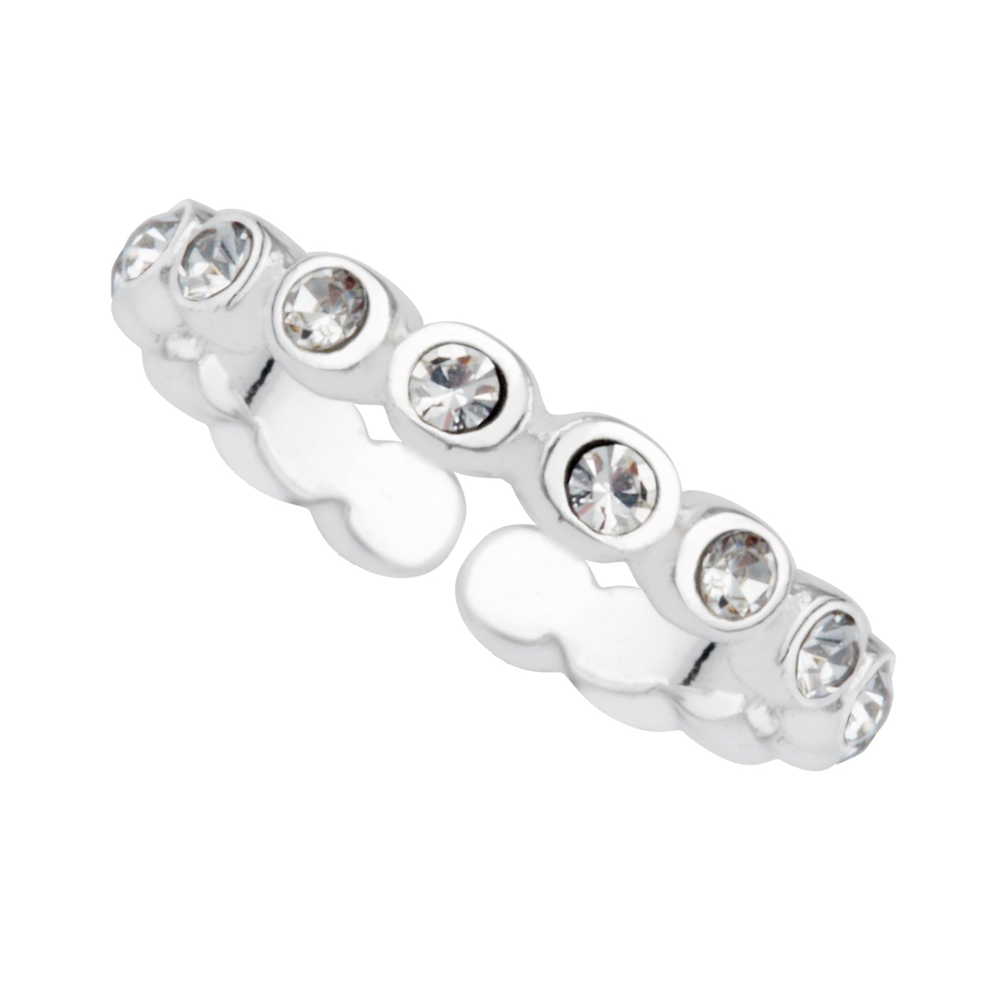 Bague d'éternité ouverte et réglable en argent sterling avec zircone cubique rond
