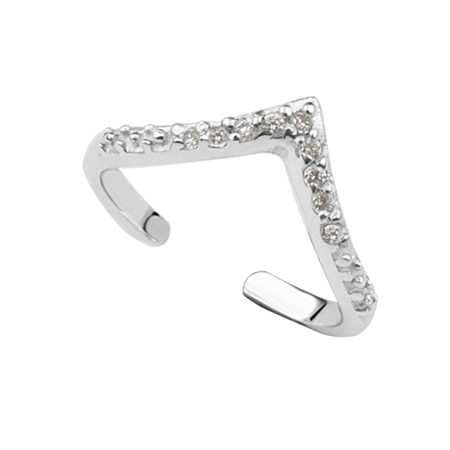 Bague ouverte réglable en argent sterling avec zircone cubique