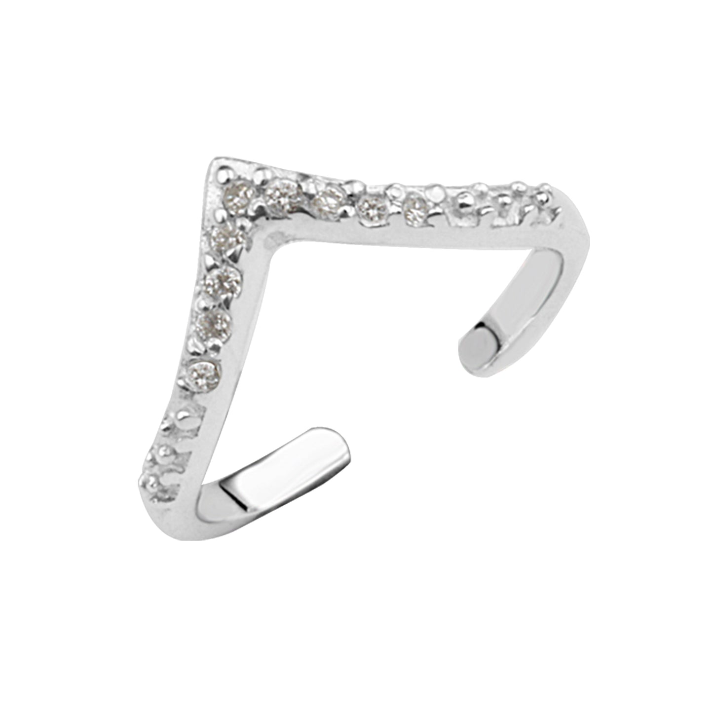 Bague ouverte réglable en argent sterling avec zircone cubique