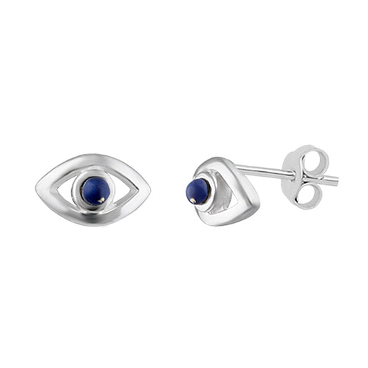 Boucles d'oreilles à tige en argent sterling et lapis-lazuli avec mauvais œil