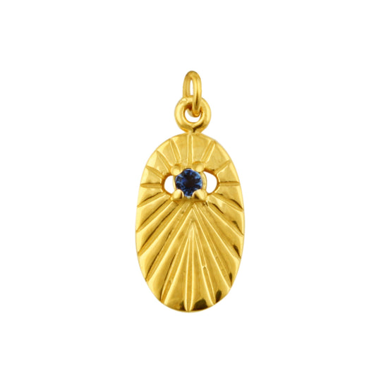 Breloque médaillon ovale étoile en argent sterling plaqué or