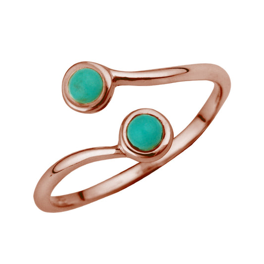 Bague midi en argent sterling plaqué or rose et fausse turquoise