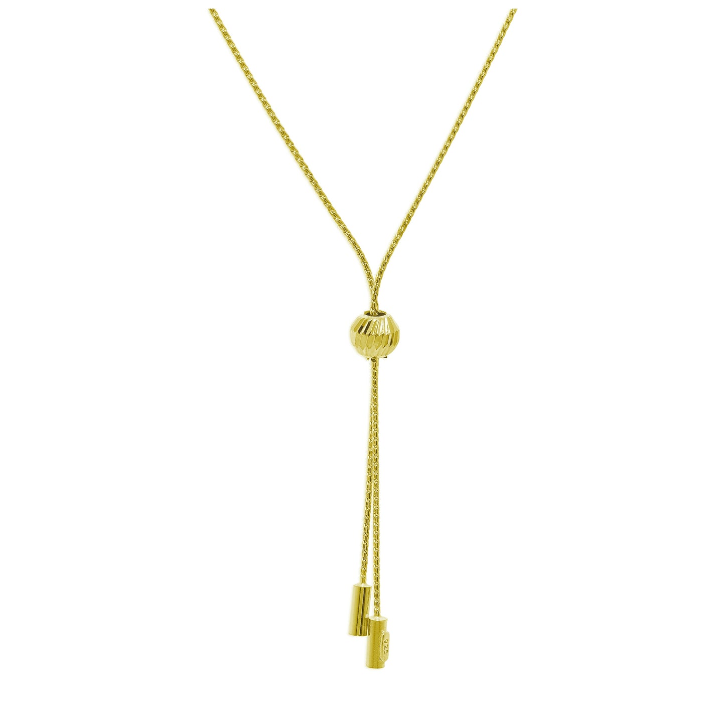 Collier double réglable en argent sterling plaqué or avec boule