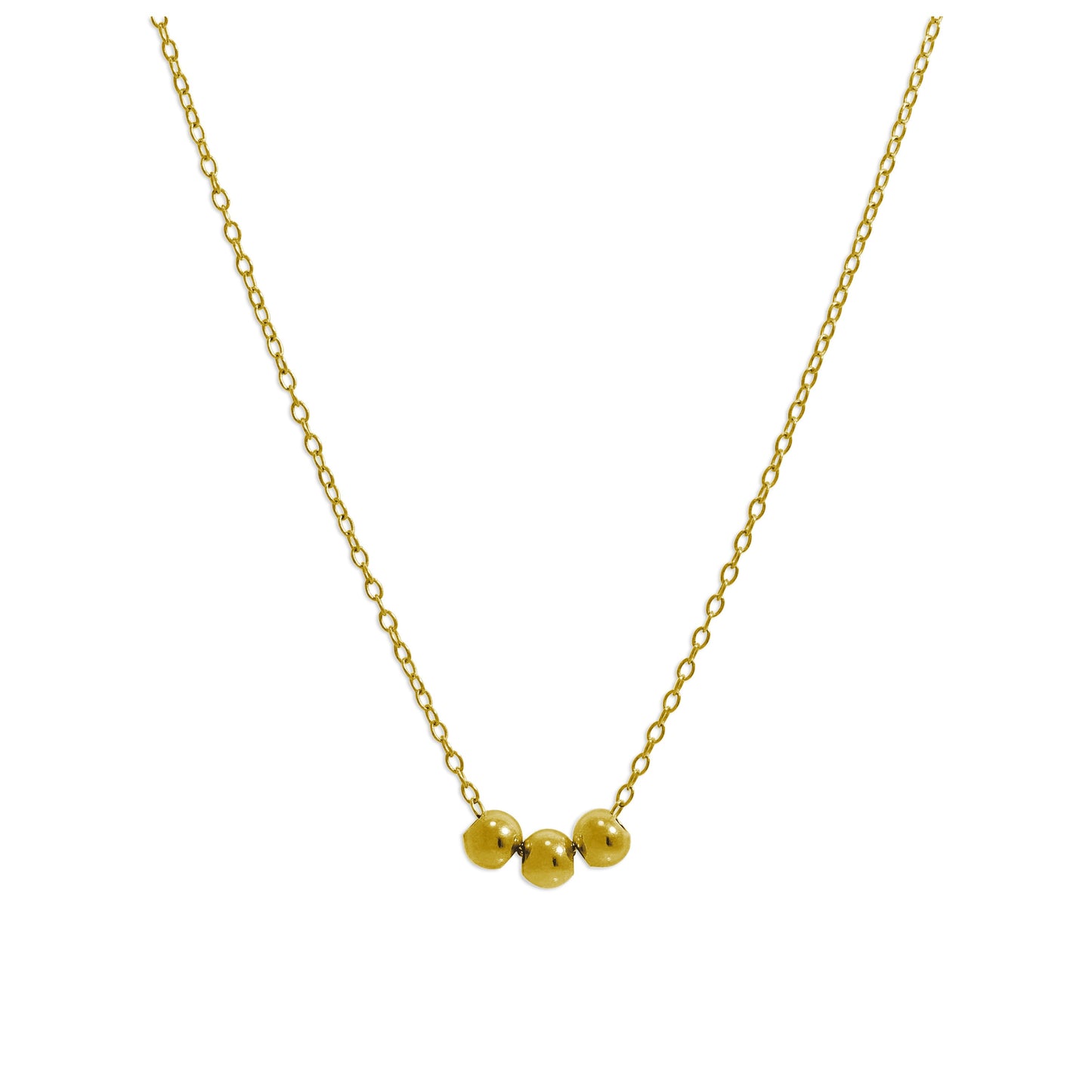 Collier triple boule en argent sterling plaqué or 45 cm