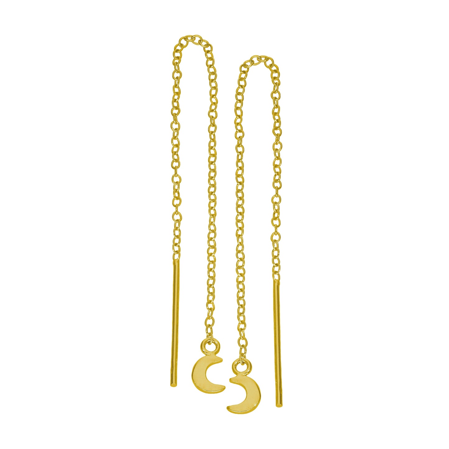 Petites boucles d'oreilles lune en argent sterling plaqué or