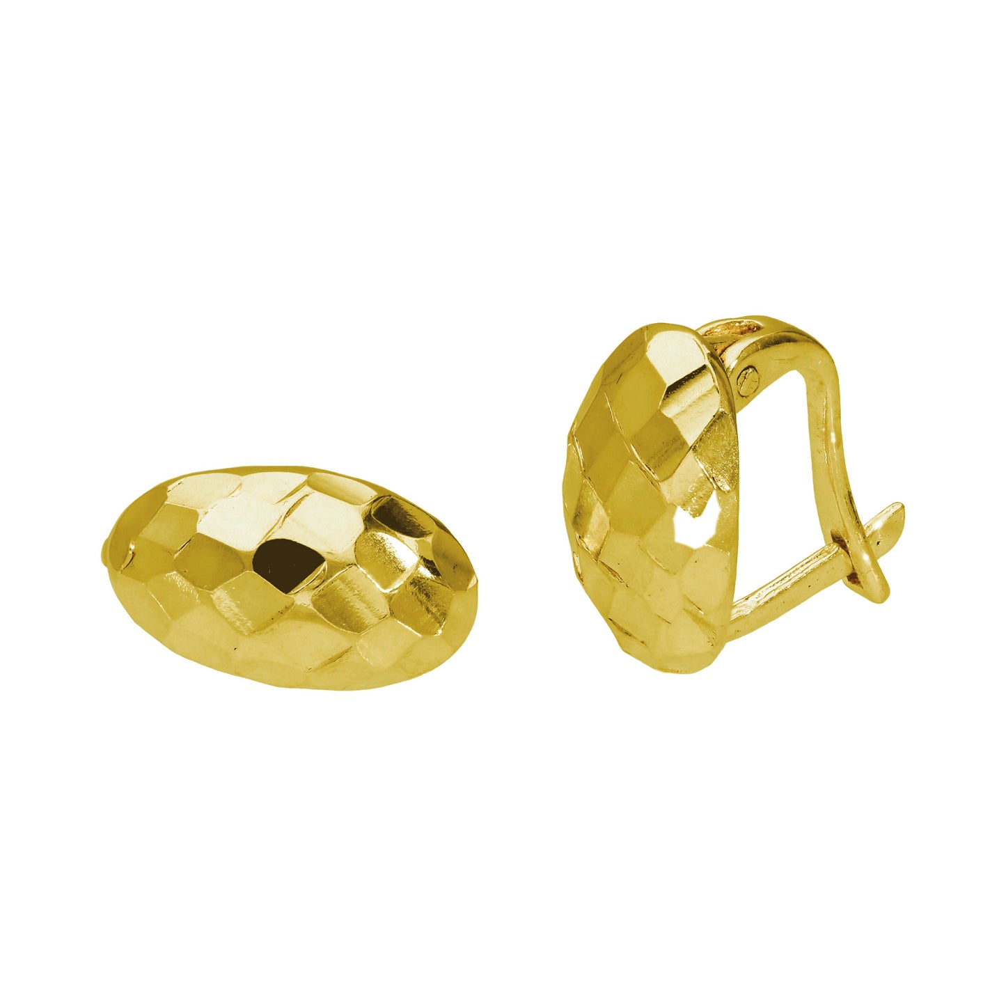 Boucles d'oreilles à levier ovales à facettes en argent sterling plaqué or