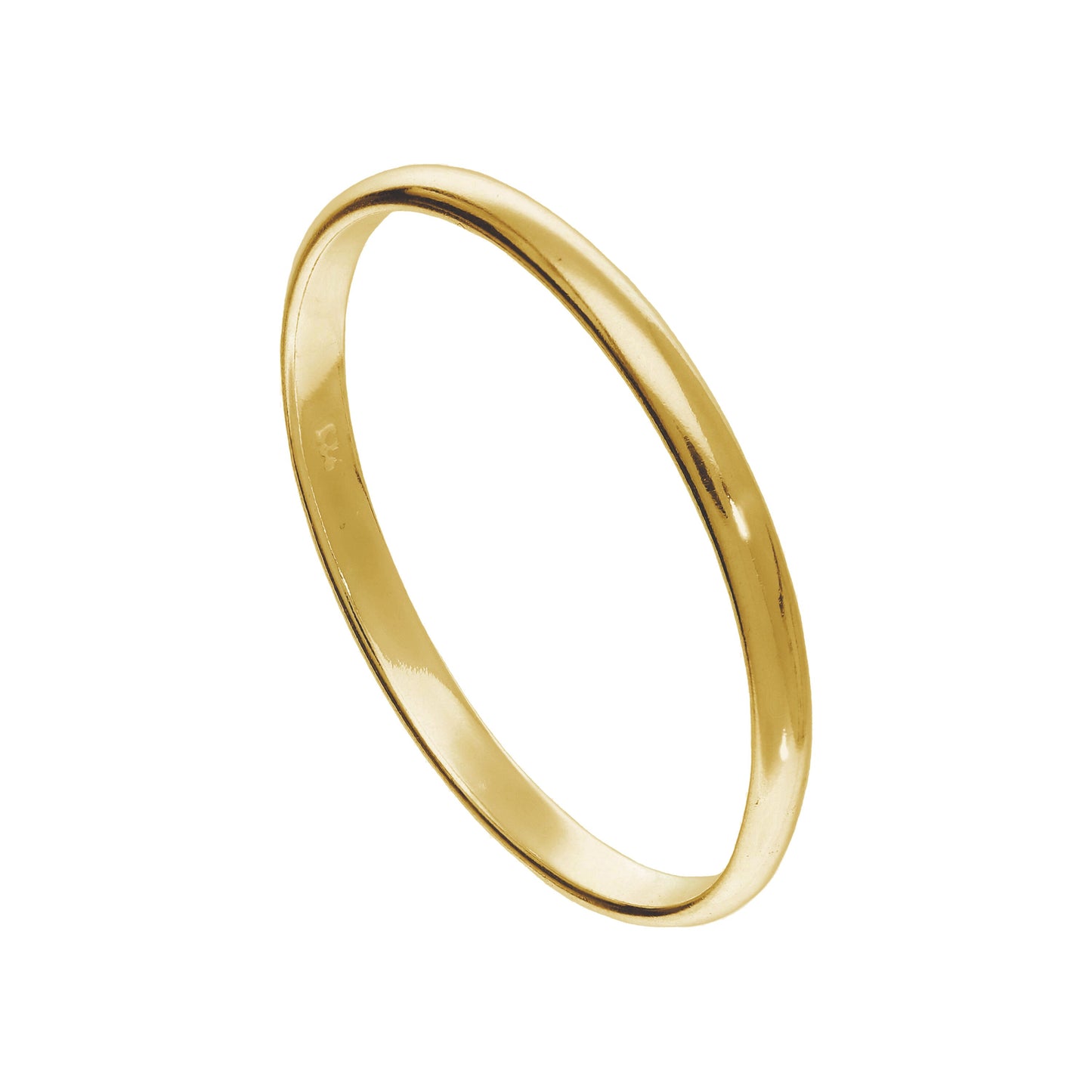 Bague empilable en argent sterling plaqué or de 2 mm en forme de D
