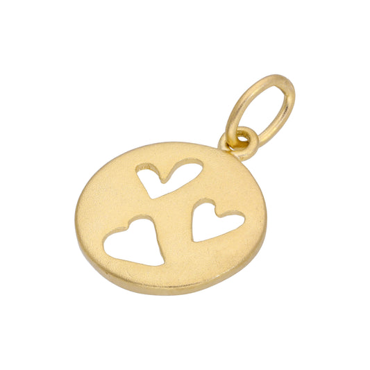 Petite breloque triple cœur en argent sterling plaqué or