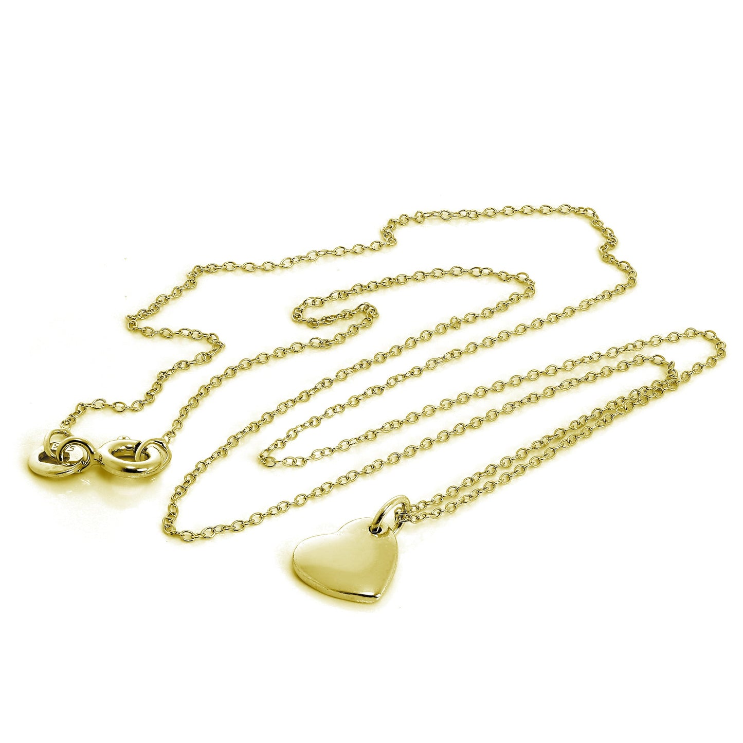 Collier cœur gravable en argent sterling plaqué or 45 cm