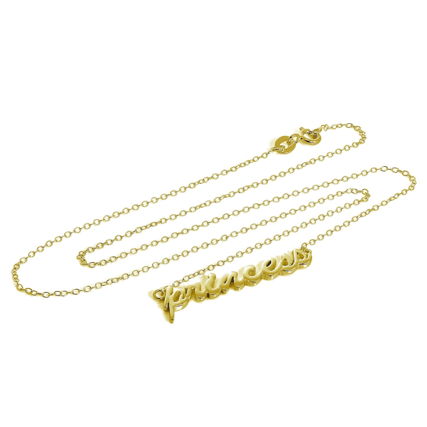 Collier princesse en argent sterling plaqué or 40 cm
