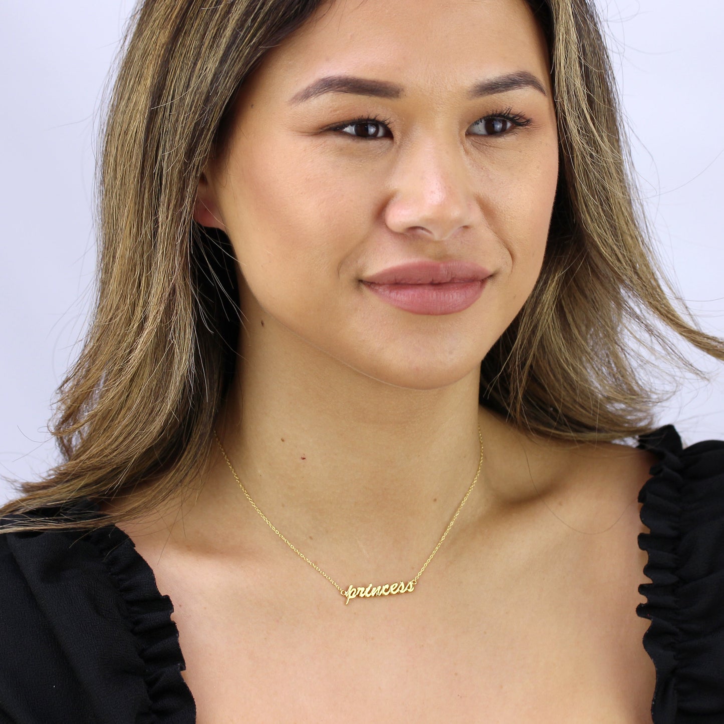Collier princesse en argent sterling plaqué or 40 cm