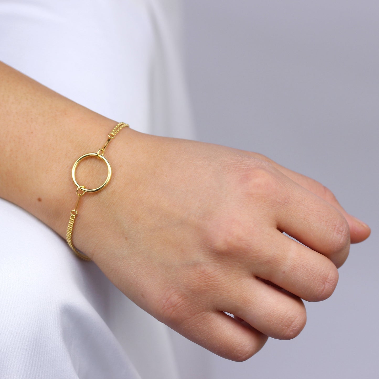Bracelet Cercle Infini Karma en Argent Sterling Plaqué Or