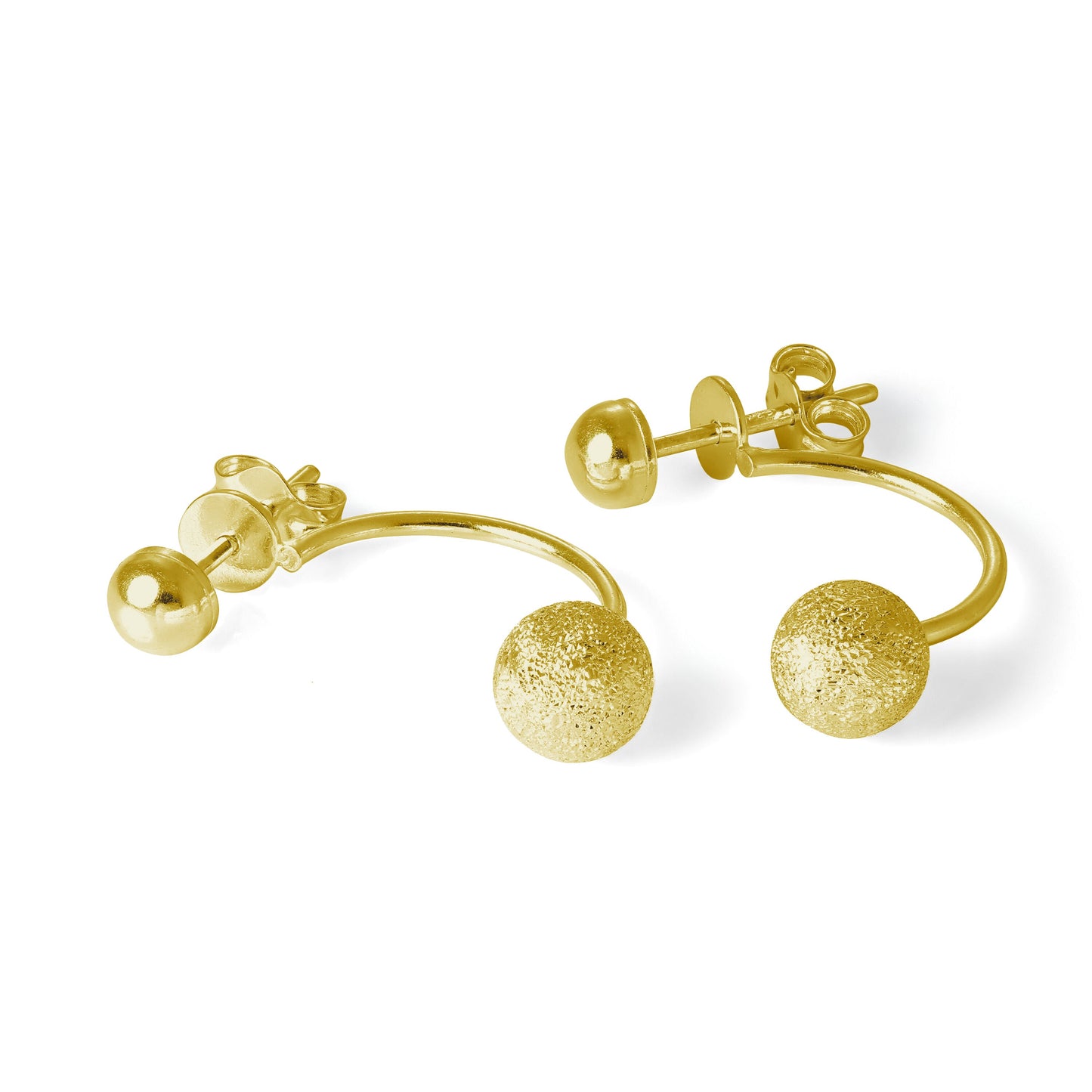 Boucles d'oreilles boules givrées en argent sterling plaqué or