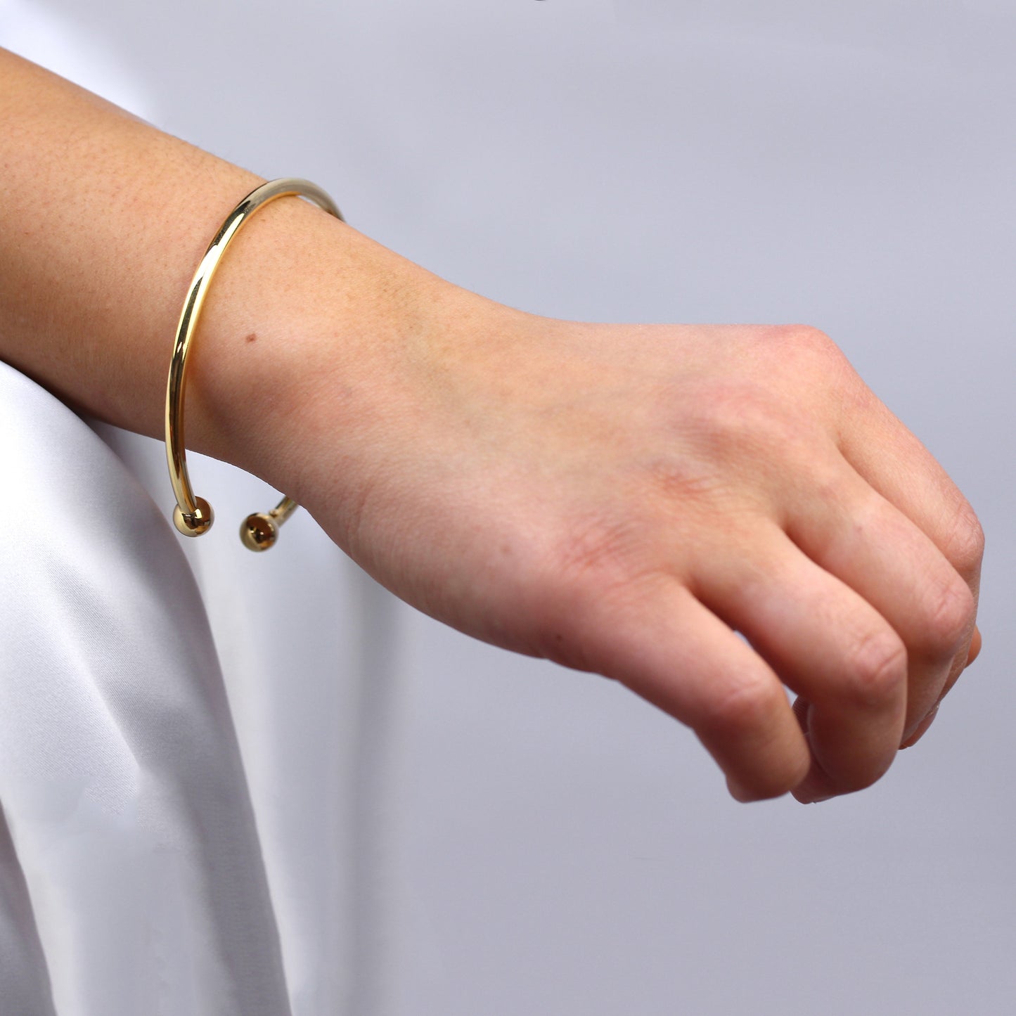 Bracelet jonc creux en argent sterling plaqué or pour adulte de 65 mm