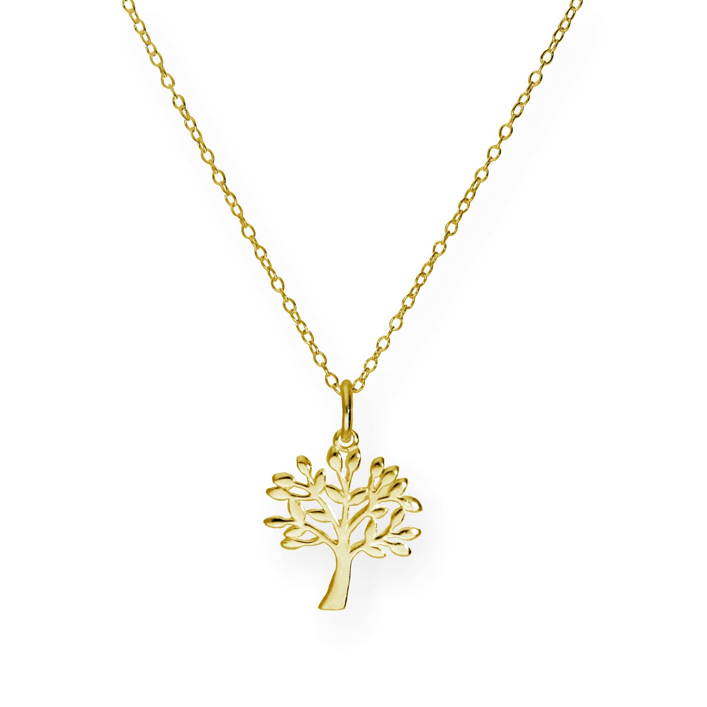 Collier en argent sterling plaqué or avec motif chêne de 45 cm