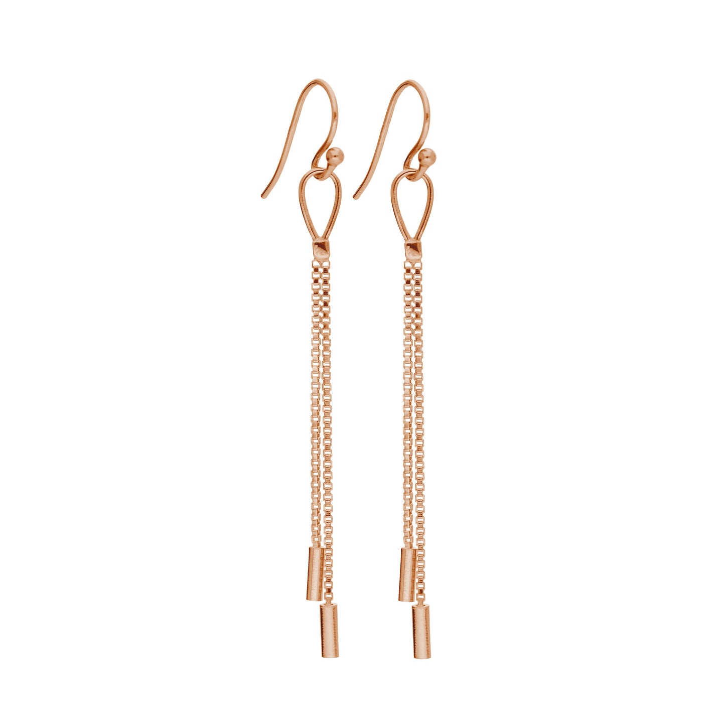 Boucles d'oreilles pendantes à double pompon en argent sterling plaqué or rose