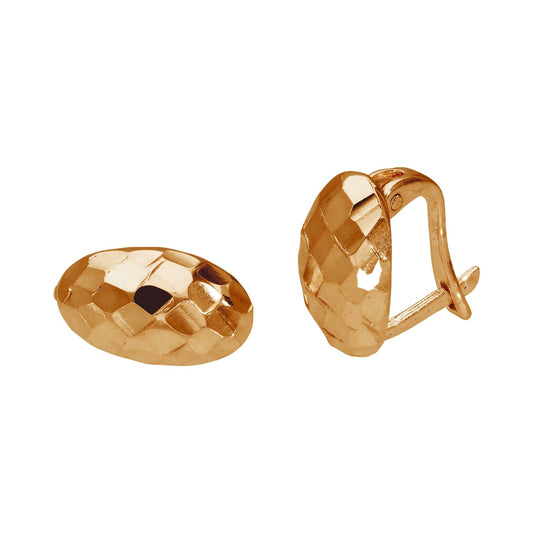 Boucles d'oreilles à levier ovales à facettes en argent sterling plaqué or rose