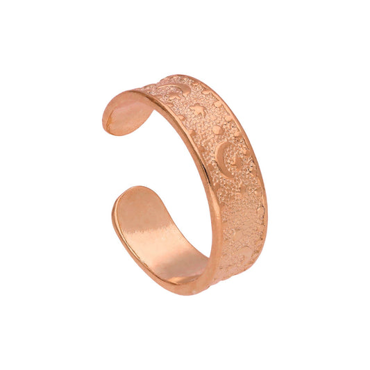 Bague d'orteil en argent sterling plaqué or rose oxydé avec étoile de lune