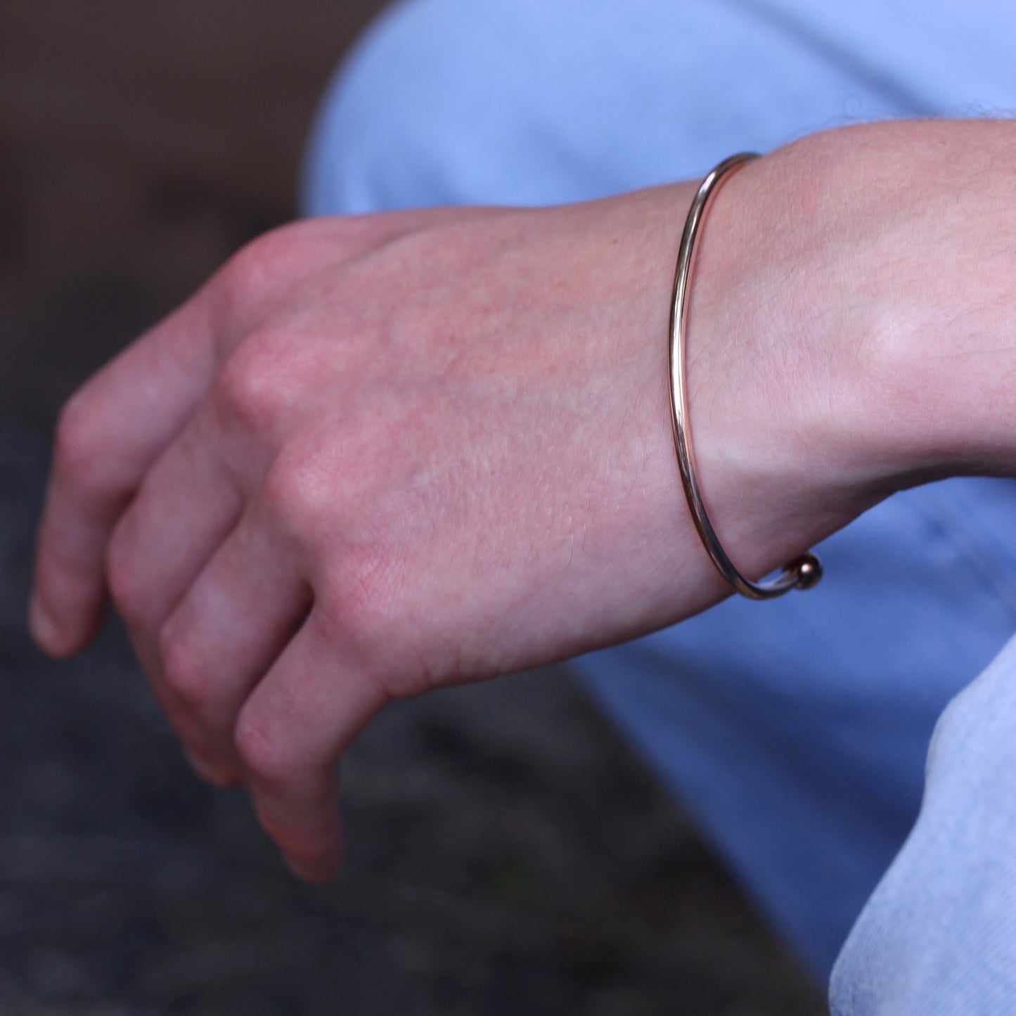 Bracelet jonc ouvert en argent sterling plaqué or rose pour homme