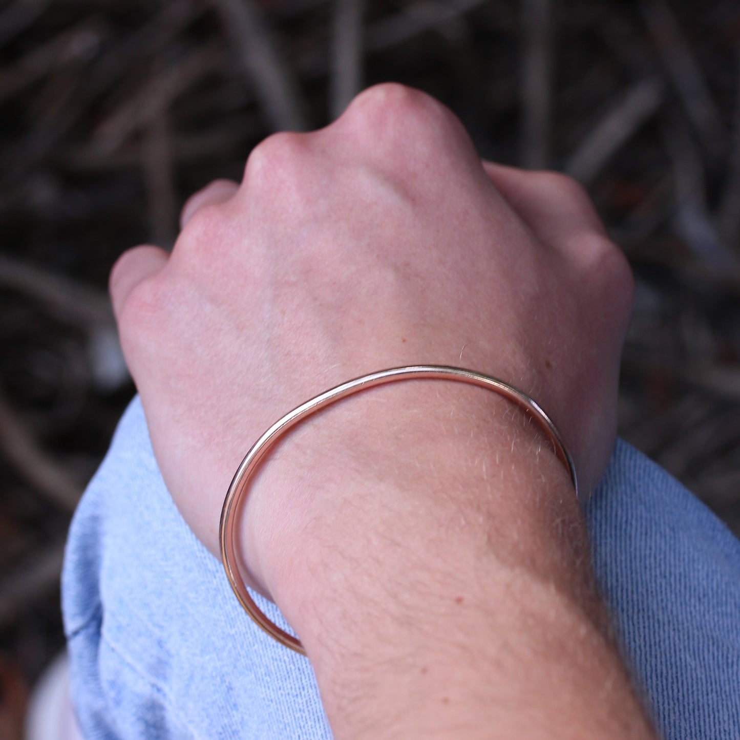 Bracelet jonc ouvert en argent sterling plaqué or rose pour homme