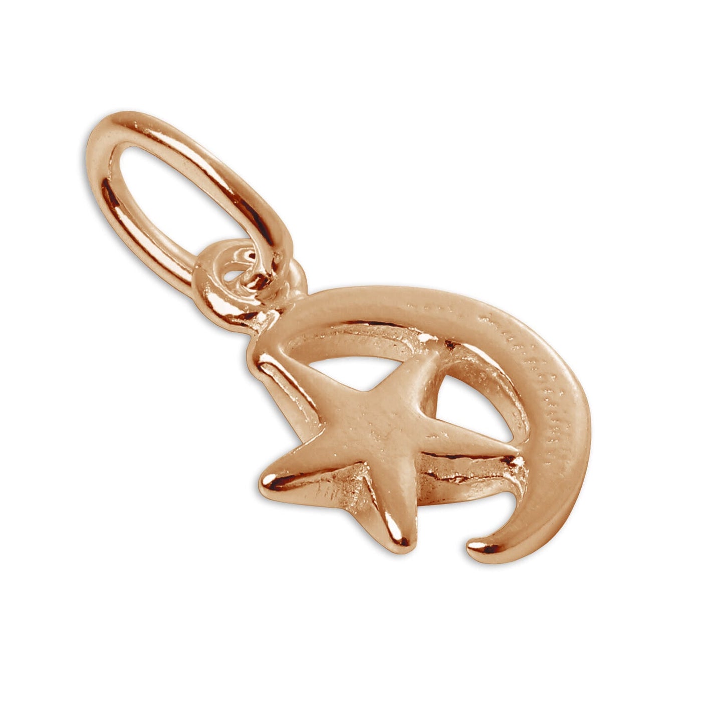 Petite breloque lune et étoile en argent sterling plaqué or rose