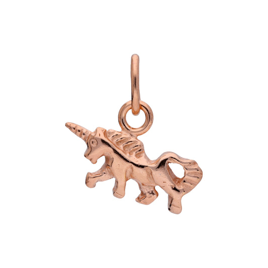 Petite breloque licorne en argent sterling plaqué or rose