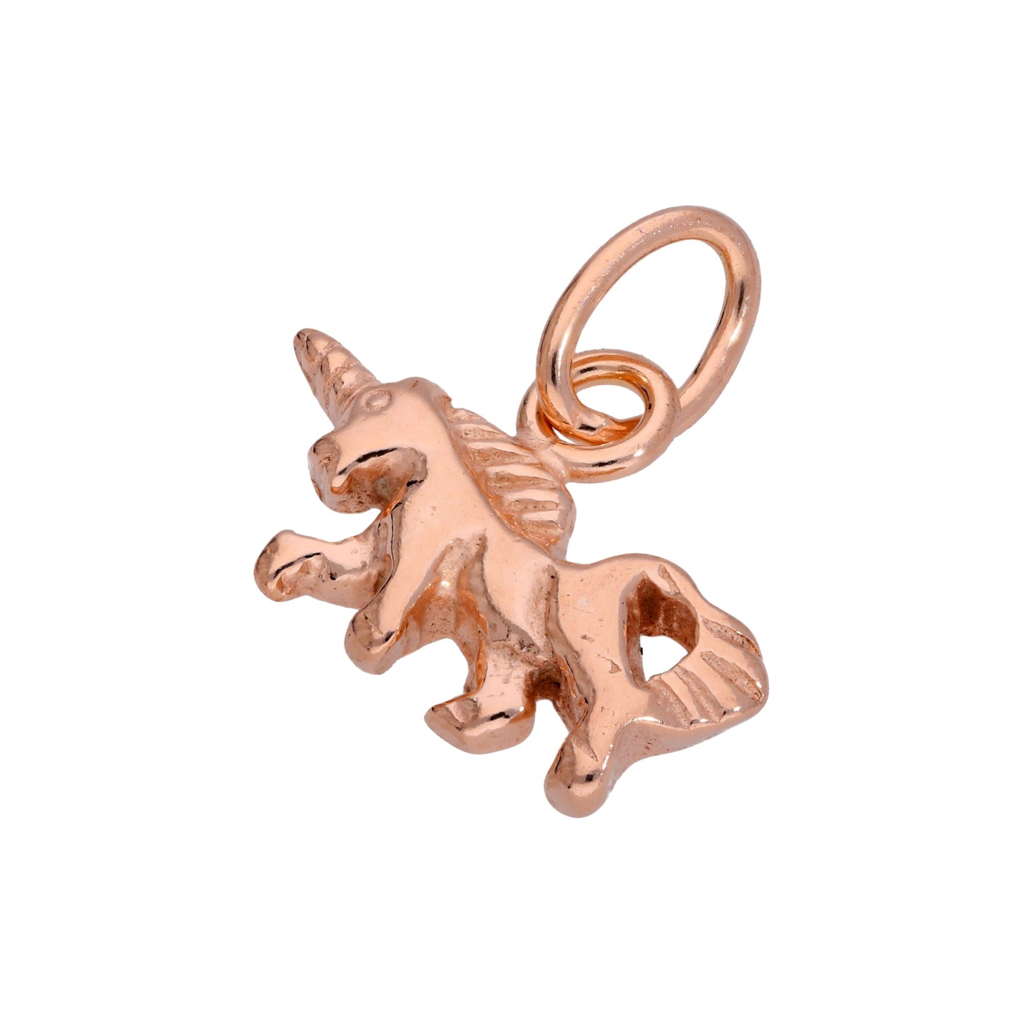 Petite breloque licorne en argent sterling plaqué or rose