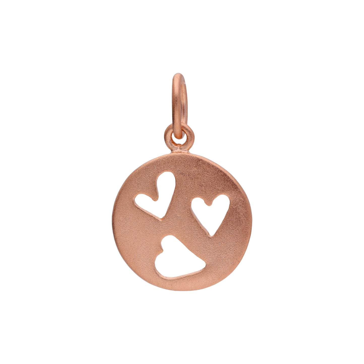 Petite breloque cœur ronde en argent sterling plaqué or rose