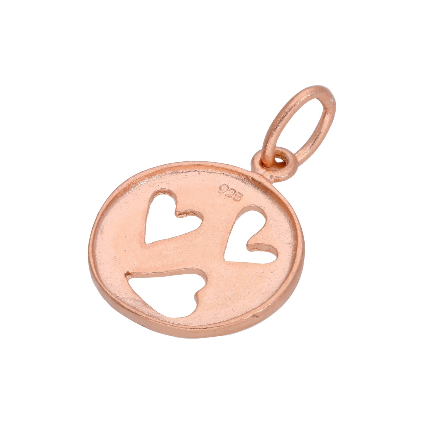 Petite breloque cœur ronde en argent sterling plaqué or rose