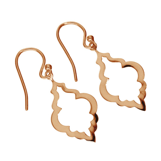 Boucles d'oreilles pendantes en argent sterling plaqué or rose en forme de coquillage ouvert