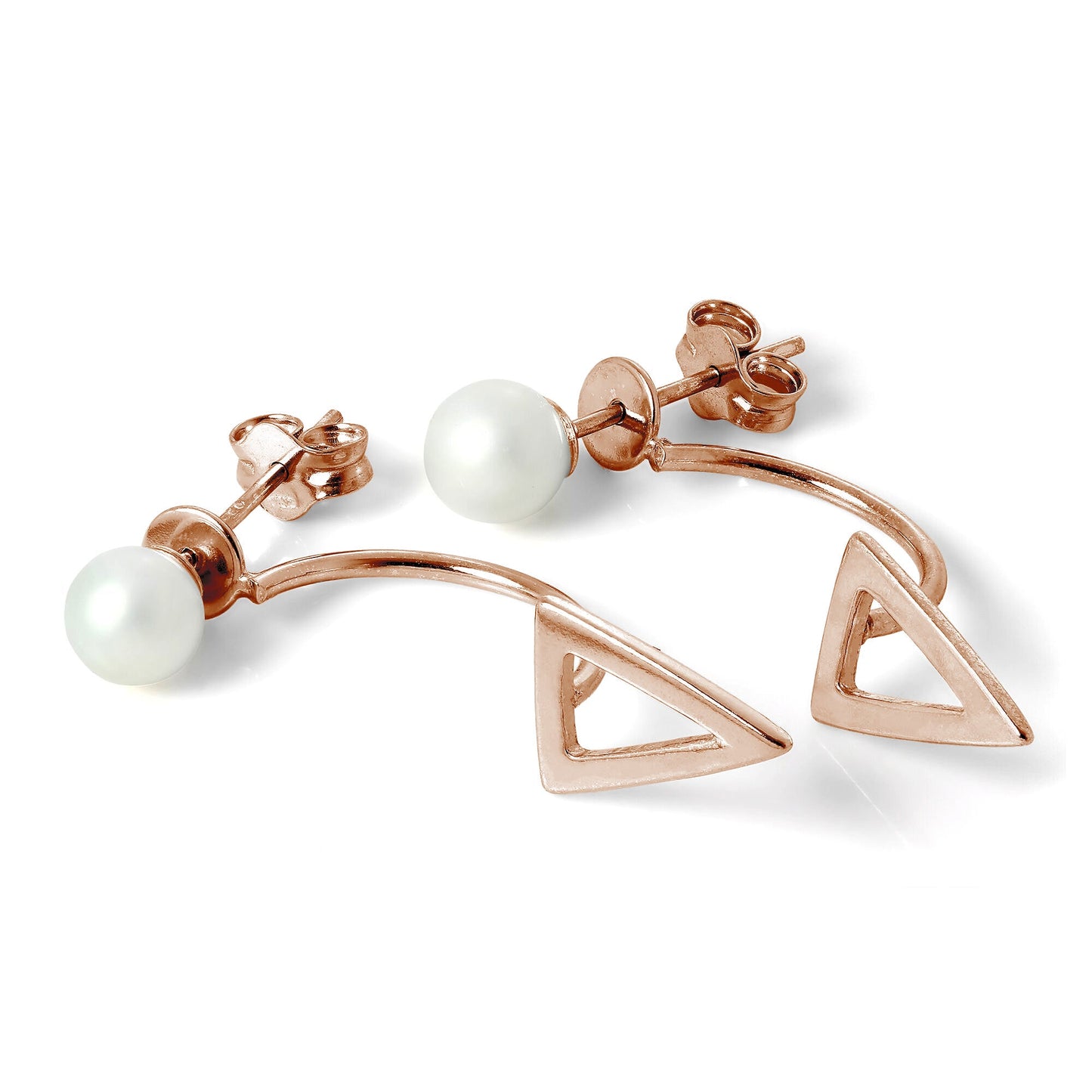 Boucles d'oreilles en argent sterling plaqué or rose avec perles