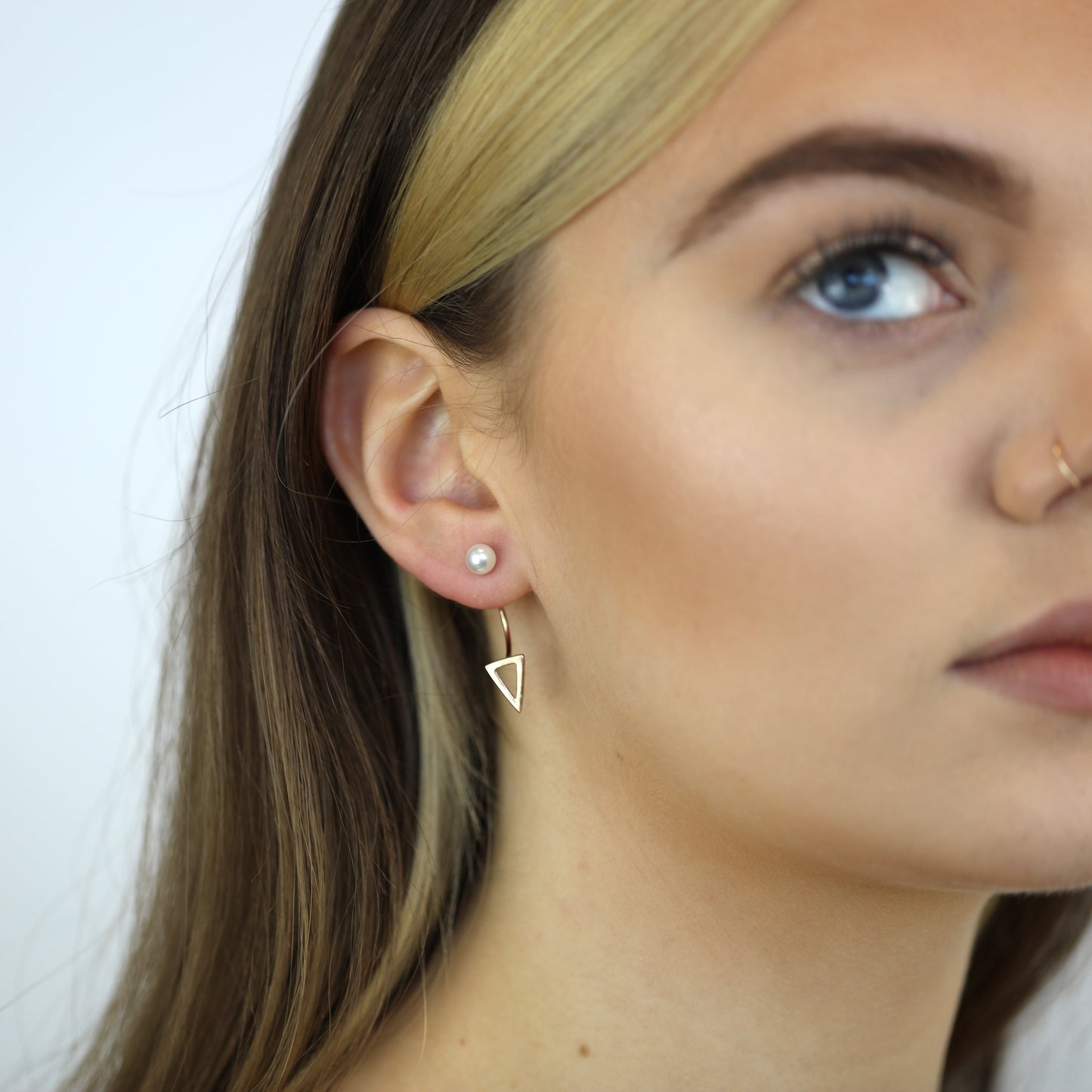 Boucles d'oreilles en argent sterling plaqué or rose avec perles
