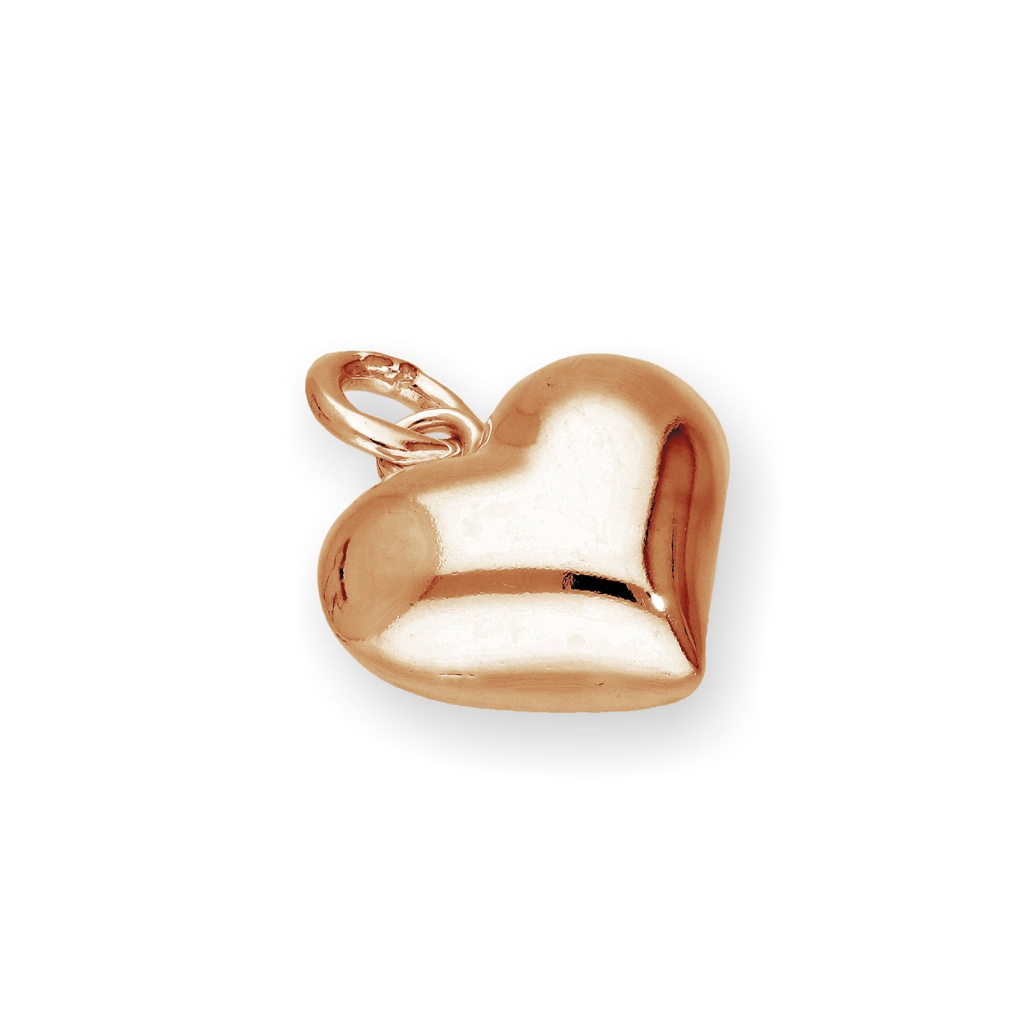 Breloque cœur gonflé en argent sterling plaqué or rose