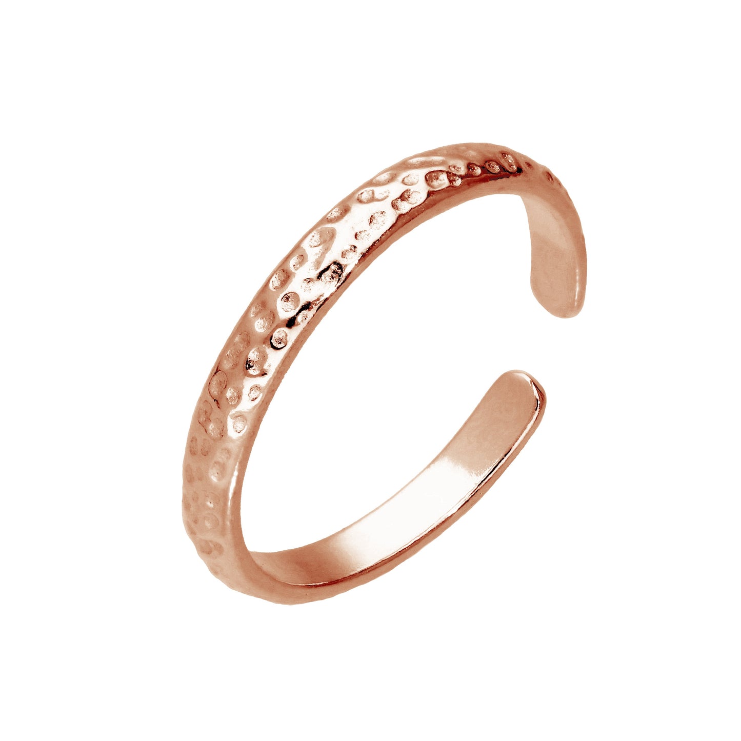 Bague d'orteil réglable en argent sterling martelé plaqué or rose
